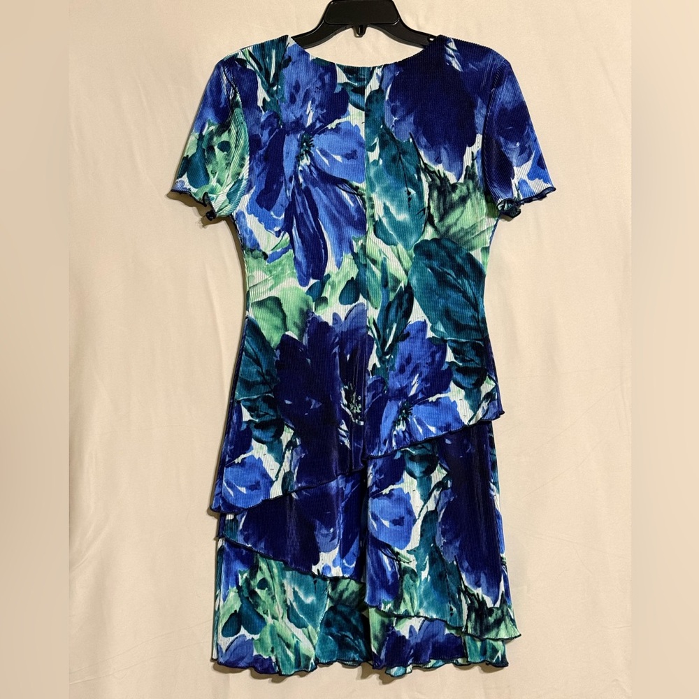 Connected Apparel Vibrant Blue and Green Mini Dress Size 8 - Picture 6 of 9